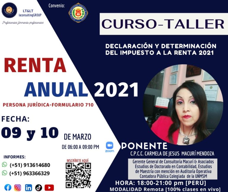 Curso Taller Declaración Y Determación Del Impuesto A La Renta